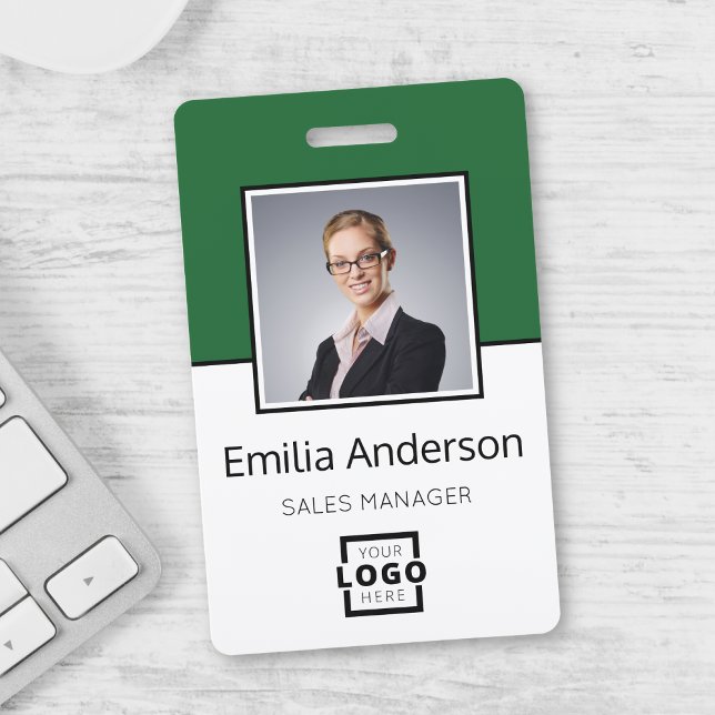 Custom Business Logo Basic Barcode Employee Photo Badge (Creator Uploaded)