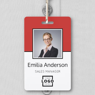 Custom Business Logo Basic Barcode Employee Photo Badge