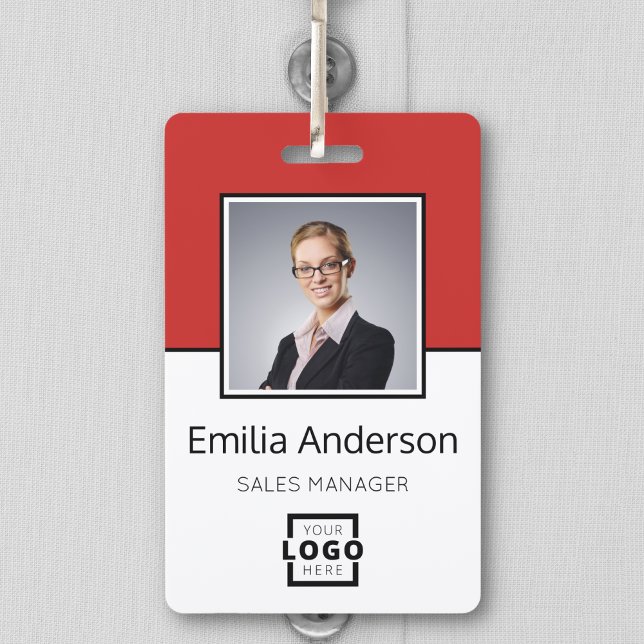 Custom Business Logo Basic Barcode Employee Photo Badge (Creator Uploaded)
