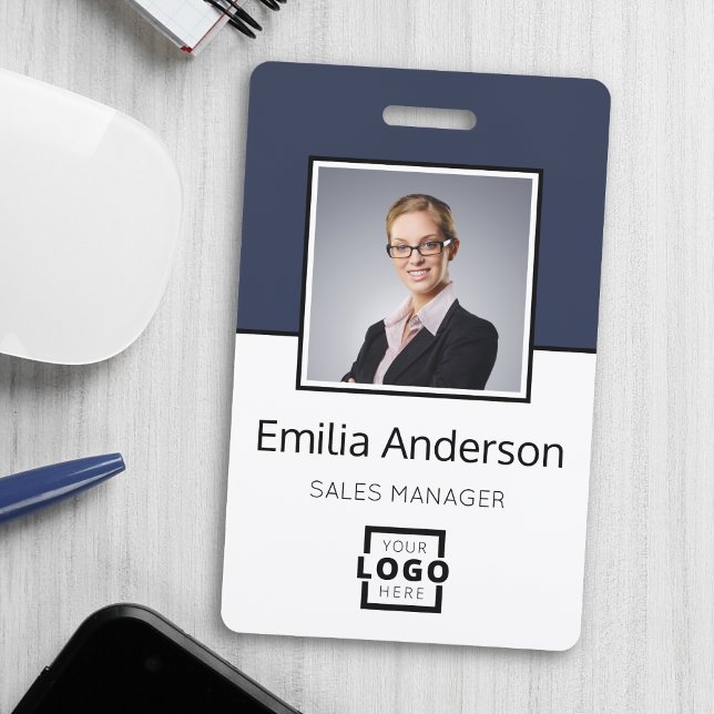 Custom Business Logo Basic Barcode Employee Photo Badge (Creator Uploaded)