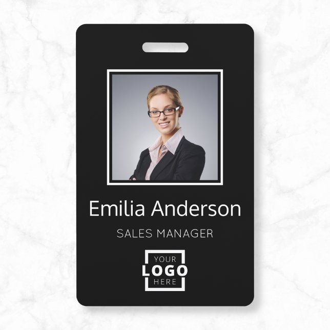 Custom Business Logo Basic Barcode Employee Photo Badge (Creator Uploaded)