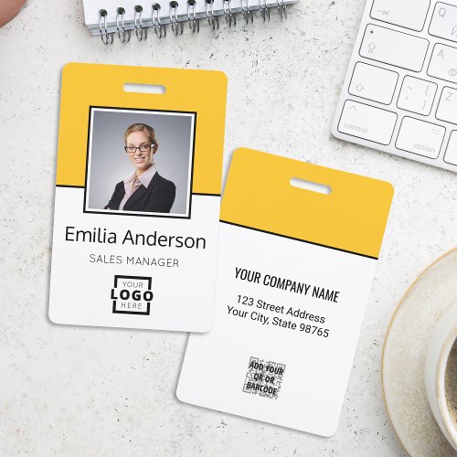 Custom Business Logo Basic Barcode Employee Photo Badge