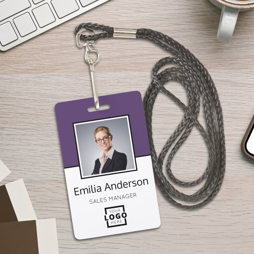 Custom Business Logo Basic Barcode Employee Photo Badge