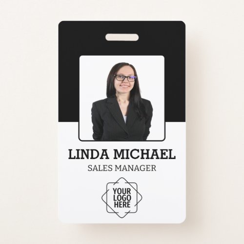 Custom Business Logo Basic Barcode Employee Photo  Badge