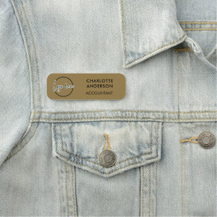 Custom Business Logo Basic Employee Gold Staff  Name Tag