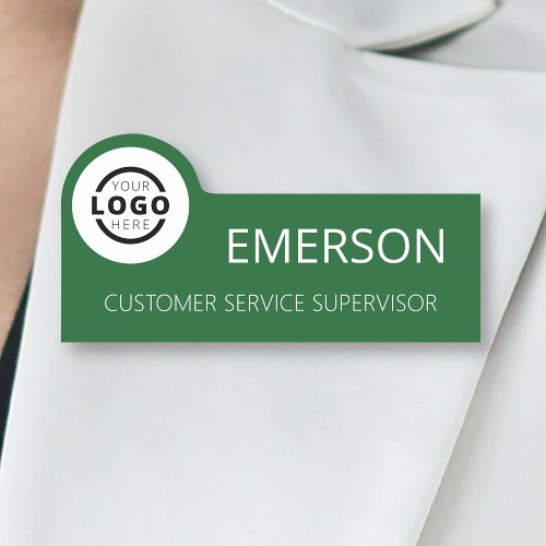 Custom Business Logo Basic Employee Green Name Name Tag