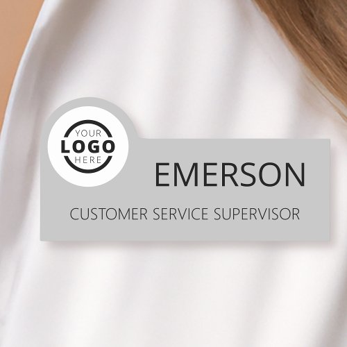 Custom Business Logo Basic Employee Grey Name Name Tag