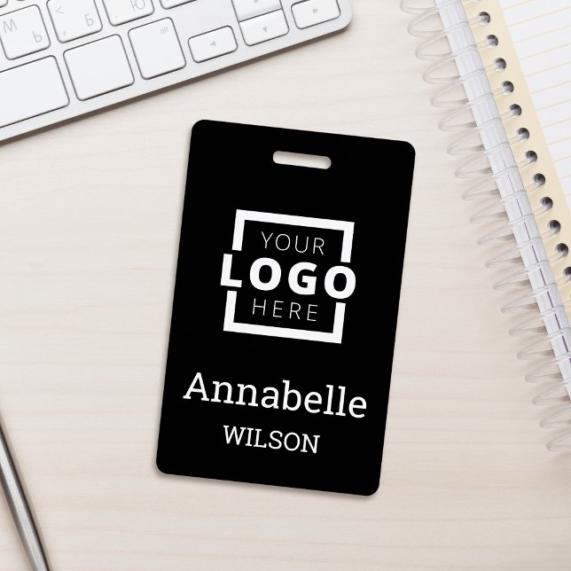 Custom Business Logo Basic Employee Name Black Badge (Creator Uploaded)