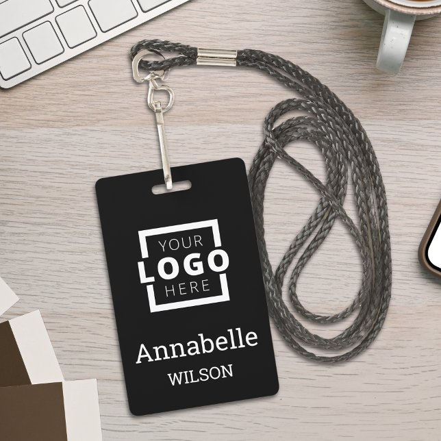 Custom Business Logo Basic Employee Name Black Badge (Creator Uploaded)