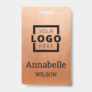 Custom Business Logo Basic Employee Name Copper Badge