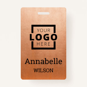 Custom Business Logo Basic Employee Name Copper Badge