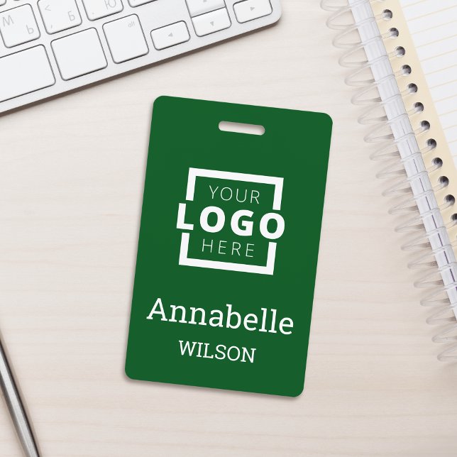 Custom Business Logo Basic Employee Name Green Badge (Creator Uploaded)