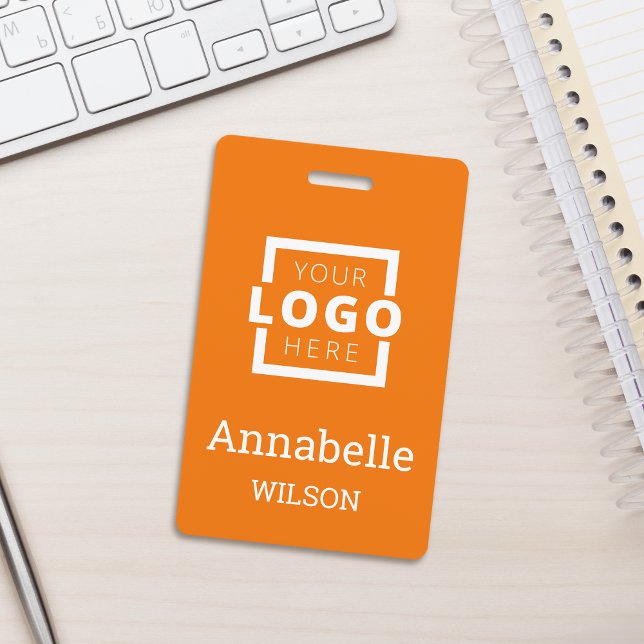 Custom Business Logo Basic Employee Name Orange Badge (Creator Uploaded)