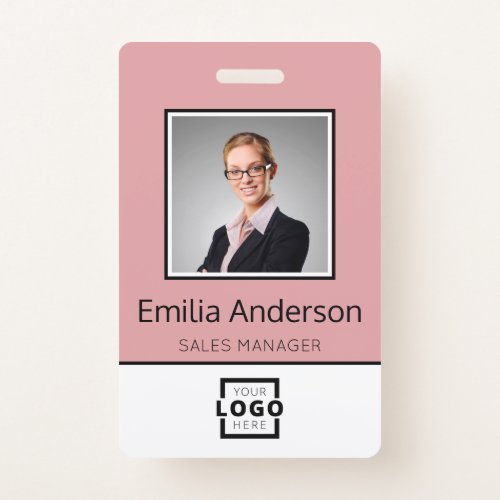 Custom Business Logo Basic Employee Name Photo Badge