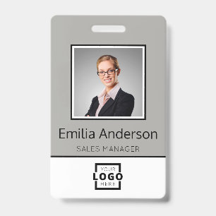 Custom Business Logo Basic Employee Name Photo Badge