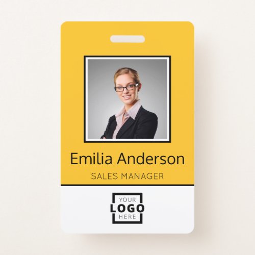 Custom Business Logo Basic Employee Name Photo Badge