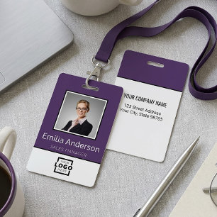 Custom Business Logo Basic Employee Name Photo Badge