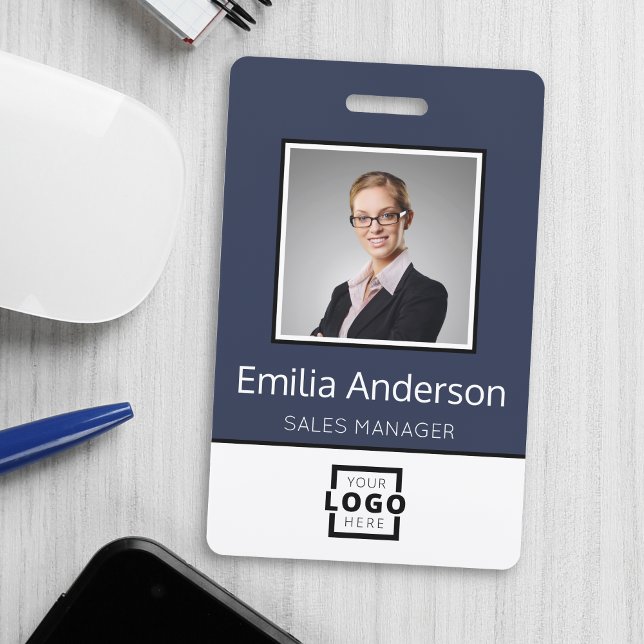 Custom Business Logo Basic Employee Name Photo Badge (Creator Uploaded)
