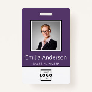 Custom Business Logo Basic Employee Name Photo Badge
