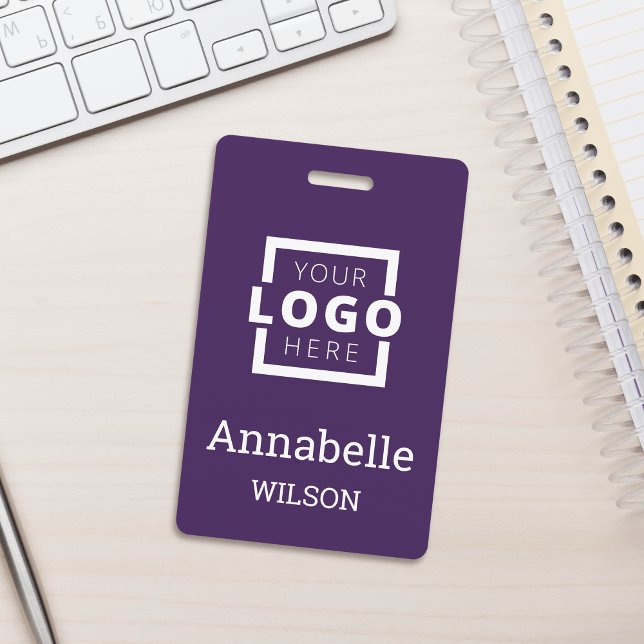 Custom Business Logo Basic Employee Name Purple Badge (Creator Uploaded)