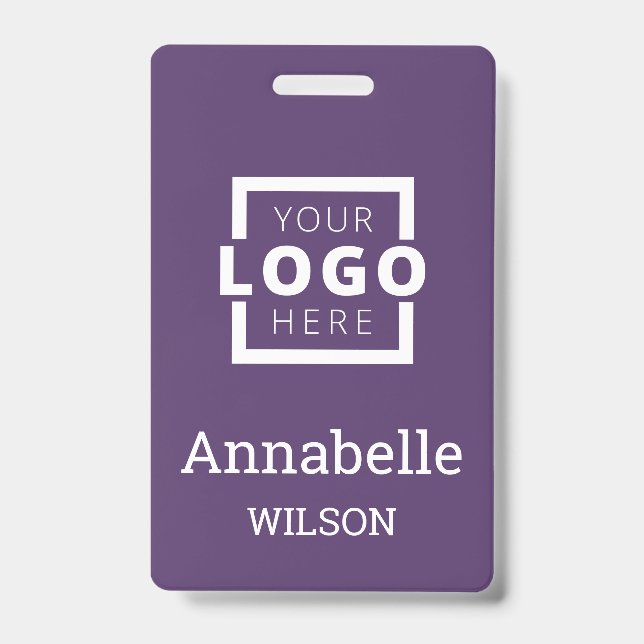 Custom Business Logo Basic Employee Name Purple Badge (Front)