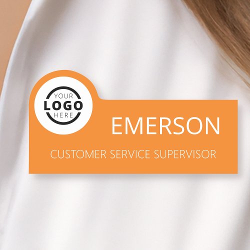 Custom Business Logo Basic Employee Orange Name Tag