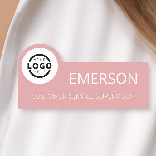 Custom Business Logo Basic Employee Pink Name Name Tag