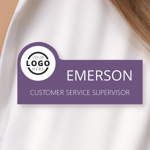 Custom Business Logo Basic Employee Purple Name Name Tag