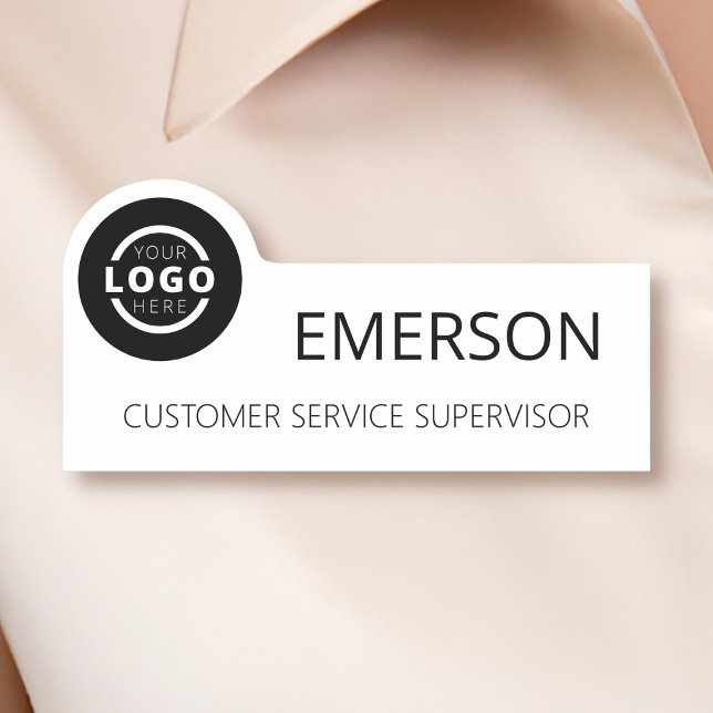 Custom Business Logo Basic Employee Staff Name Tag (Creator Uploaded)