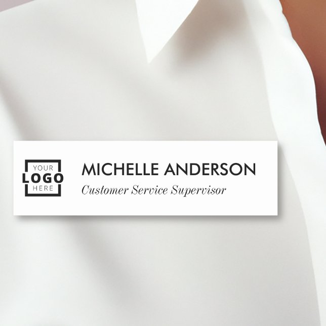 Custom Business Logo Basic Employee Staff Name Tag (Creator Uploaded)