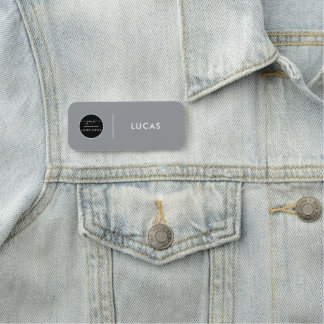 Custom Business Logo Basic Employee Staff silver Name Tag