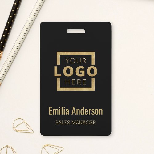 Custom Business Logo Basic Gold Barcode Employee Badge