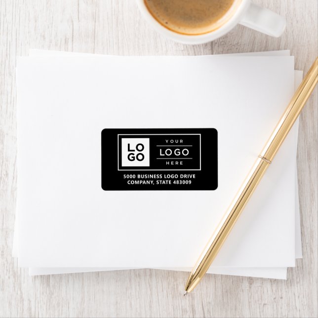 Custom Business Logo Black Address Mailing Label (Insitu)
