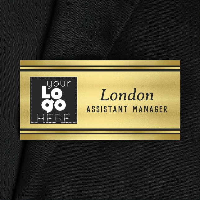 Custom Business Logo Black and Gold Name Tag (Creator Uploaded)