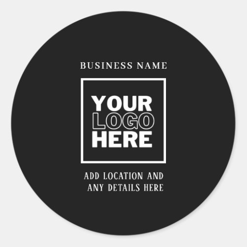 Custom Business Logo Black and White Branded Classic Round Sticker