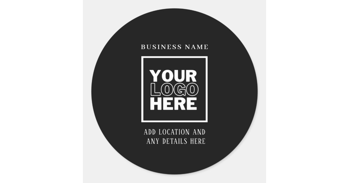 Custom Business Logo Black and White Branded Classic Round Sticker | Zazzle