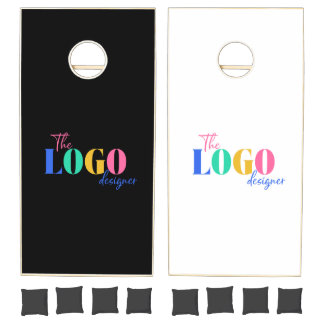 Custom Business Logo Black and White Branded  Cornhole Set