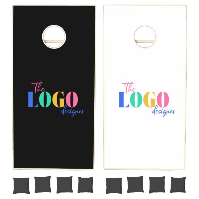 Custom Business Logo Black and White Branded  Cornhole Set (Set)