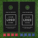 Custom Business Logo Black and White Branded Cornhole Set<br><div class="desc">Custom branded cornhole bean bag toss yard game set features a business logo design centered on the front and framed by custom text that can be personalized with the name of the company,  location,  slogan,  website,  or other info. Black background and white text colors can be modified.</div>