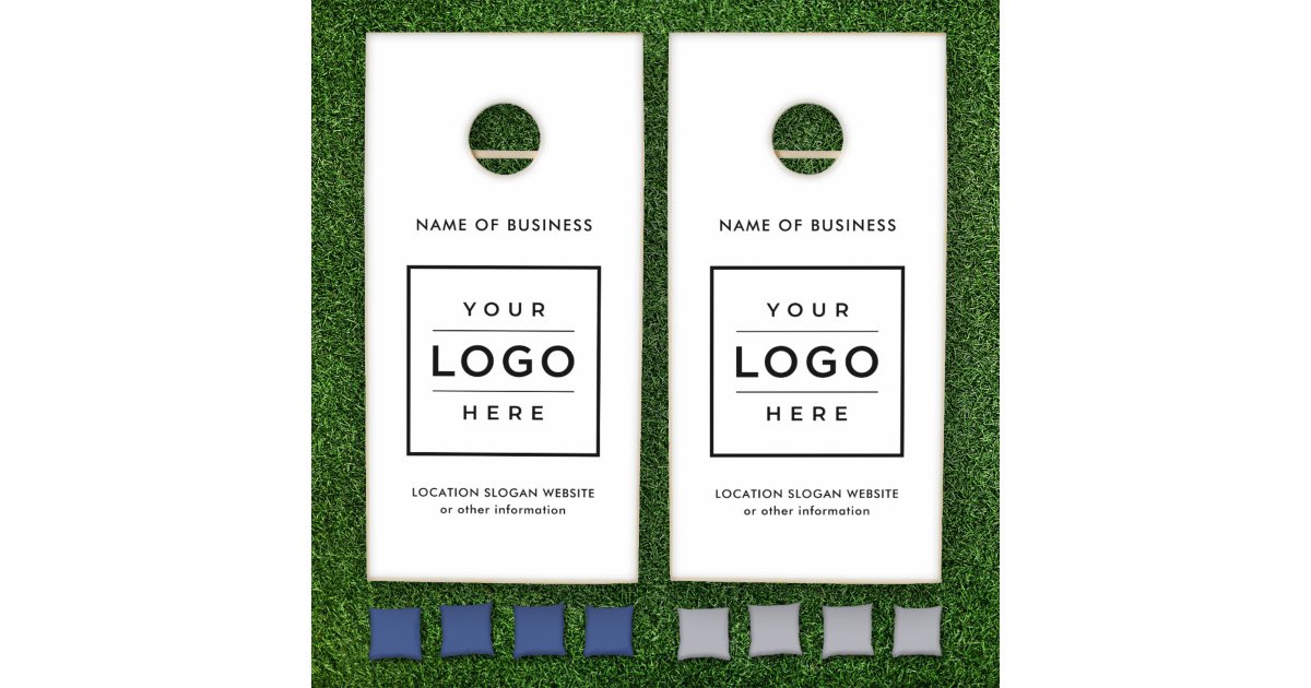 Custom Business Logo Black and White Branded Cornhole Set