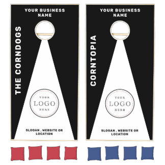 Custom Business Logo Black and White Branded Cornhole Set