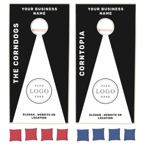 Custom Business Logo Black and White Branded  Cornhole Set