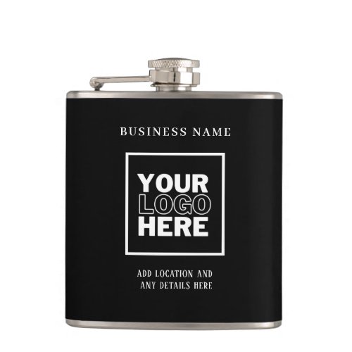 Custom Business Logo Black and White Branded Flask
