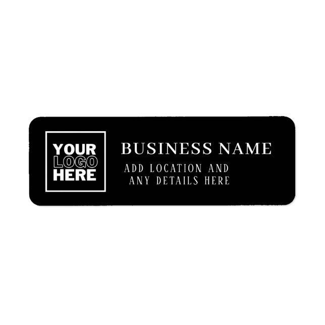 Custom Business Logo Black and White Branded Label (Front)
