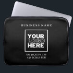 Custom Business Logo Black and White Branded Laptop Sleeve<br><div class="desc">You can customize it.</div>
