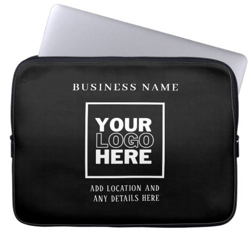 Custom Business Logo Black and White Branded Laptop Sleeve