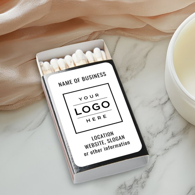 Custom Business Logo Black and White Branded Matchboxes (Creator Uploaded)