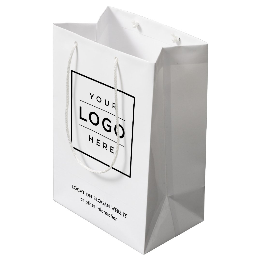Custom Business Logo Black and White Branded Medium Gift Bag | Zazzle
