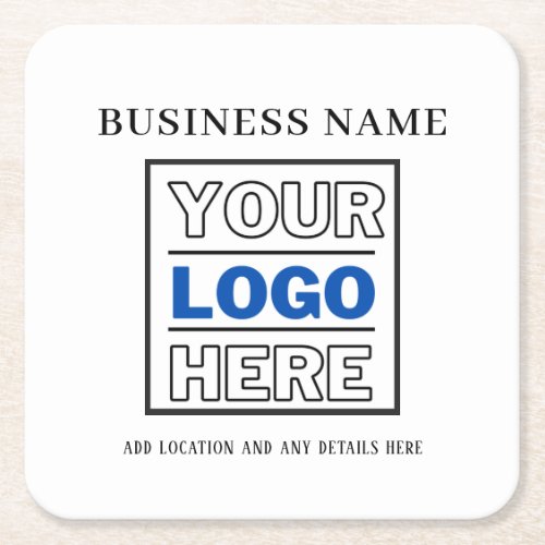 Custom Business Logo Black and White Branded Square Paper Coaster