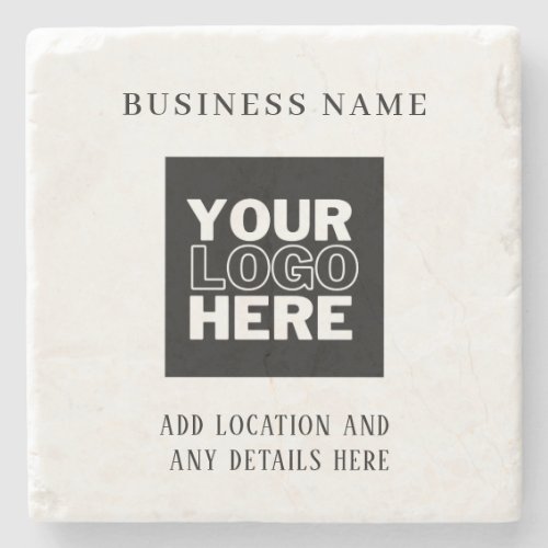 Custom Business Logo Black and White Branded Stone Stone Coaster